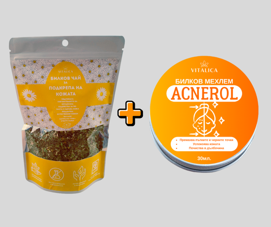 Промо пакет "Против акне" - билков мехлем Acnerol + Билков чай за подкрепа на кожата